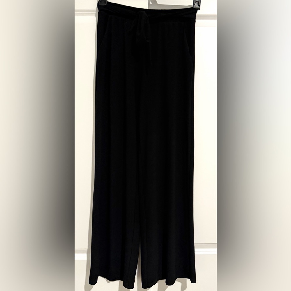 Philosophy Black Wide Leg Pants Elastic Waist Tie Front Flowy Palazzo Pants XS
